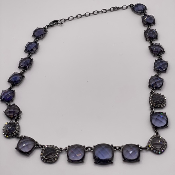 Napier Vintage Necklace Purple Amethyst Faceted Glass Gunmetal Chain - Picture 1 of 5